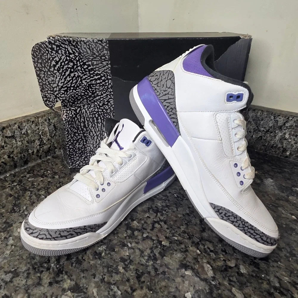 Jordan 3 Retro Dark Iris White Purple Black CT8532-105 Mens Size 11.5